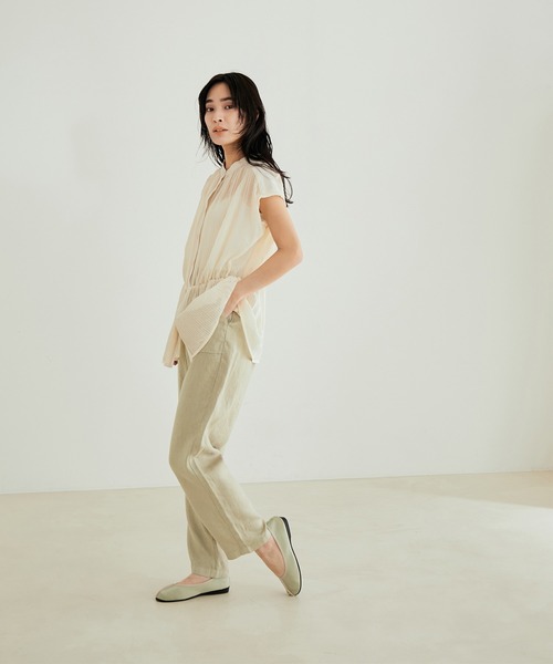SALON adam et rope'（サロン アダム エ ロペ）の「［ご好評につき新色追加！］【洗える】麻ツイルベイカーパンツ（その他パンツ・レディース・グリーン系その他/ピンク/カーキ・M/S）」の13枚目の写真