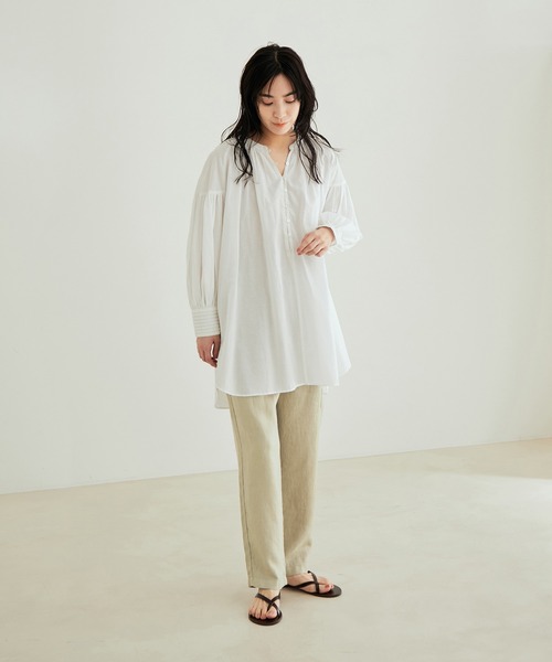 SALON adam et rope'（サロン アダム エ ロペ）の「［ご好評につき新色追加！］【洗える】麻ツイルベイカーパンツ（その他パンツ・レディース・グリーン系その他/ピンク/カーキ・M/S）」の15枚目の写真