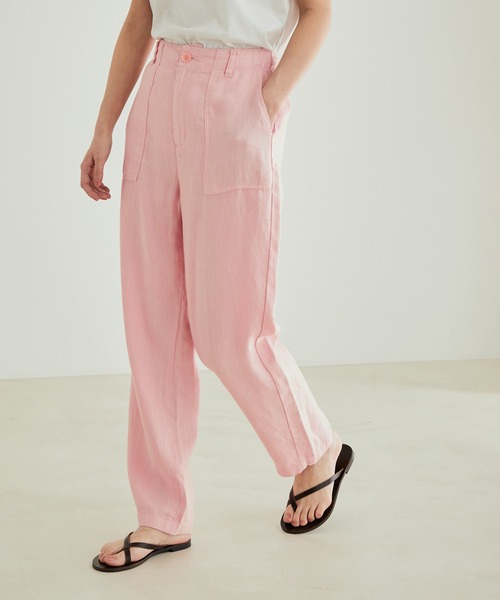 SALON adam et rope'（サロン アダム エ ロペ）の「［ご好評につき新色追加！］【洗える】麻ツイルベイカーパンツ（その他パンツ・レディース・グリーン系その他/ピンク/カーキ・M/S）」の19枚目の写真