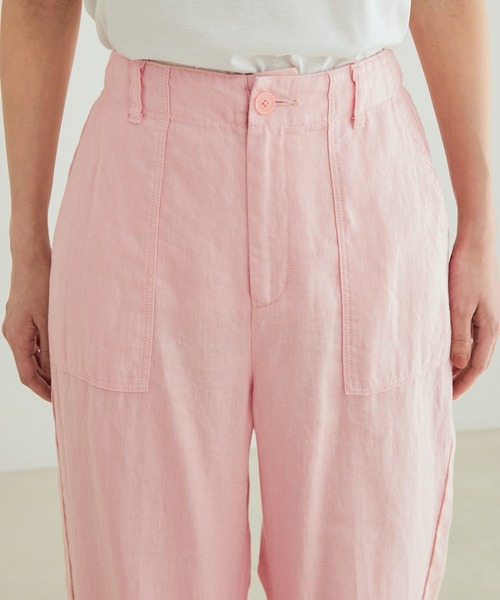 SALON adam et rope'（サロン アダム エ ロペ）の「［ご好評につき新色追加！］【洗える】麻ツイルベイカーパンツ（その他パンツ・レディース・グリーン系その他/ピンク/カーキ・M/S）」の7枚目の写真