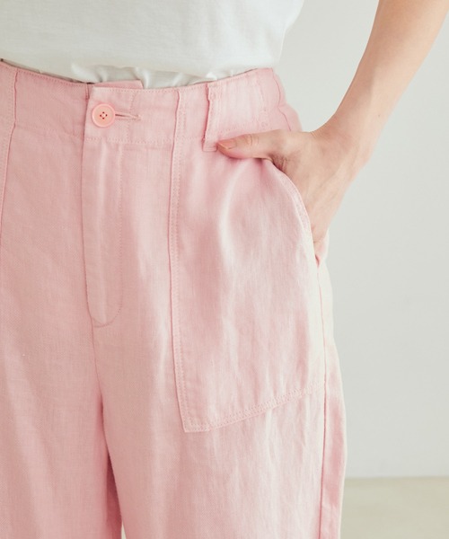 SALON adam et rope'（サロン アダム エ ロペ）の「［ご好評につき新色追加！］【洗える】麻ツイルベイカーパンツ（その他パンツ・レディース・グリーン系その他/ピンク/カーキ・M/S）」の9枚目の写真