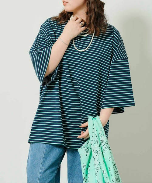 CPCM（シーピーシーエム）の「アソートマルチボーダーT（Tシャツ/カットソー・レディース・アイボリー/グリーン/ブルー/パープル/イエロー/ピンク・FREE）」の4枚目の写真