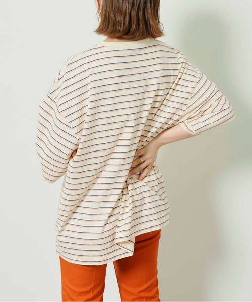 CPCM（シーピーシーエム）の「アソートマルチボーダーT（Tシャツ/カットソー・レディース・アイボリー/グリーン/ブルー/パープル/イエロー/ピンク・FREE）」の2枚目の写真