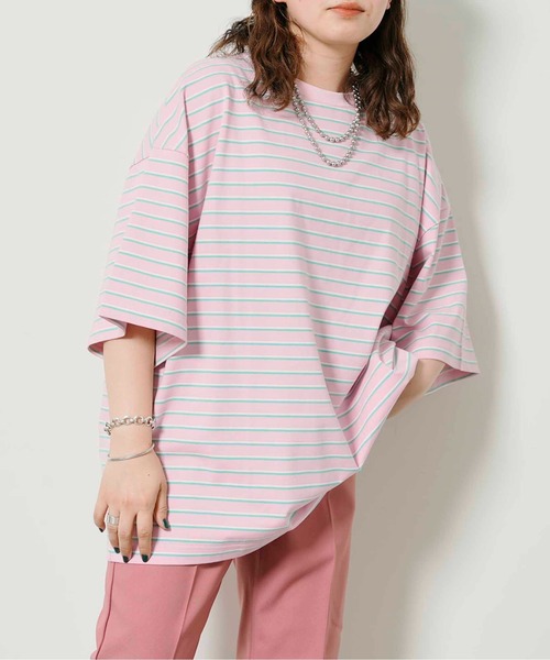 CPCM（シーピーシーエム）の「アソートマルチボーダーT（Tシャツ/カットソー・レディース・アイボリー/グリーン/ブルー/パープル/イエロー/ピンク・FREE）」の9枚目の写真