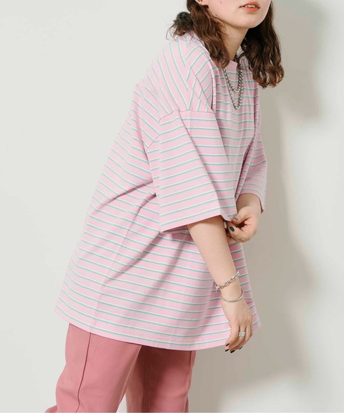 CPCM（シーピーシーエム）の「アソートマルチボーダーT（Tシャツ/カットソー・レディース・アイボリー/グリーン/ブルー/パープル/イエロー/ピンク・FREE）」の10枚目の写真