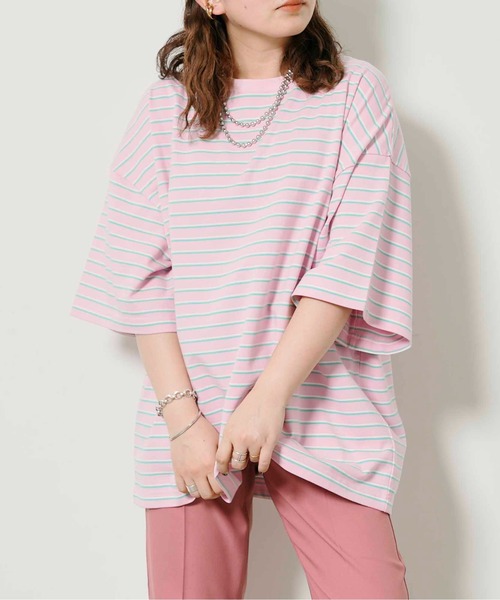 CPCM（シーピーシーエム）の「アソートマルチボーダーT（Tシャツ/カットソー・レディース・アイボリー/グリーン/ブルー/パープル/イエロー/ピンク・FREE）」の11枚目の写真