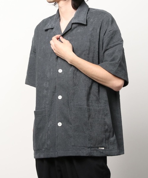 COOTIE PRODUCTIONS(クーティープロダクションズ)の「Pile Open Collar S/S Shirt(シャツ/ブラウス・メンズ・ブラック/グレー・SMALL/MEDIUM/LARGE/X-LARGE)」の1枚目の写真