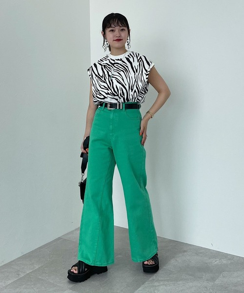 PAGEBOY(ページボーイ)の「ゼブラパターンノースリーブ(Tシャツ/カットソー・レディース・グリーン系その他/オフホワイト・FREE)」の15枚目の写真