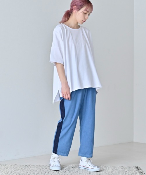 LUPILIEN（ルピリアン）の「オーバーシルエット　天竺編みスクエアプルオーバー　Tシャツ（Tシャツ/カットソー・レディース・ブラック/オフホワイト/イエロー/ライトカーキ・FREE）」の10枚目の写真