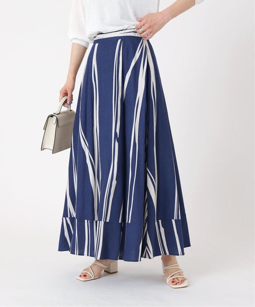 B.C STOCK(ベーセーストック)の「ドローイングストライプマキシスカート(スカート・レディース・ホワイト/ブルー系その他・FREE)」の9枚目の写真