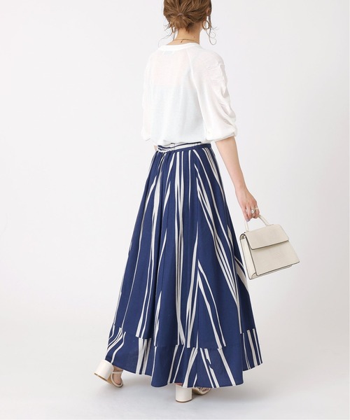B.C STOCK(ベーセーストック)の「ドローイングストライプマキシスカート(スカート・レディース・ホワイト/ブルー系その他・FREE)」の11枚目の写真