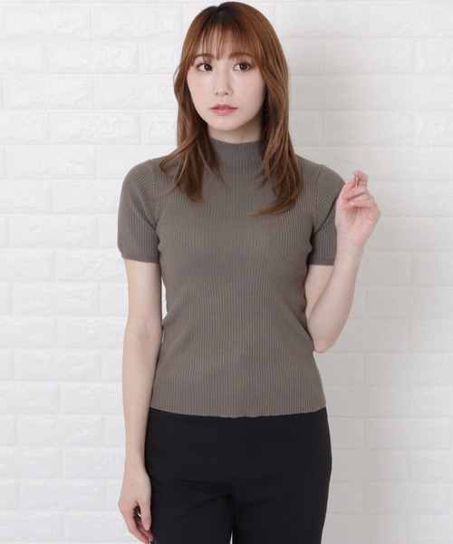 Lace Ladies(レースレディース)の「ハイネック半袖リブニット(ニット/セーター・レディース・ブルー/アイボリー/ブラック/グリーン/ベージュ・FREE)」の5枚目の写真