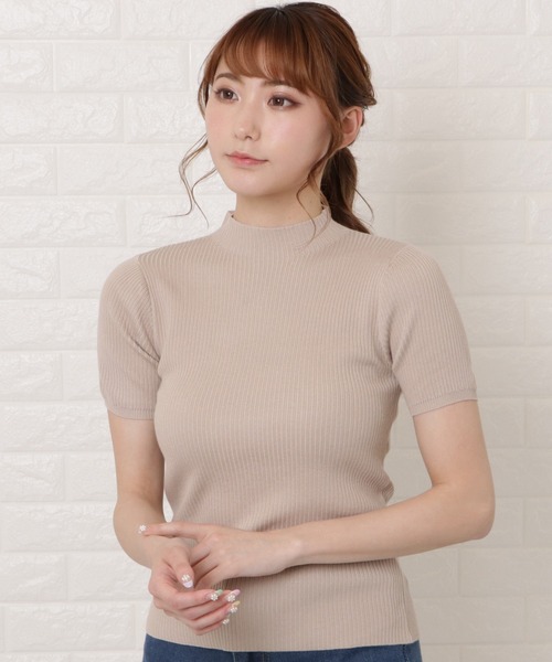 Lace Ladies(レースレディース)の「ハイネック半袖リブニット(ニット/セーター・レディース・ブルー/アイボリー/ブラック/グリーン/ベージュ・FREE)」の18枚目の写真