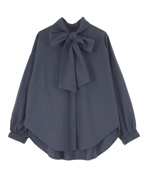 ボウタイリボン付きボリューム袖ブラウス