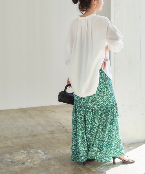 ボウタイリボン付きボリューム袖ブラウス