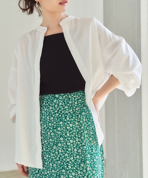 ボウタイリボン付きボリューム袖ブラウス