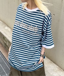 PairPair（ペアペア）の「ボーダーロゴ刺繍TEE（ユニセックス)（Tシャツ/カットソー・メンズ）」