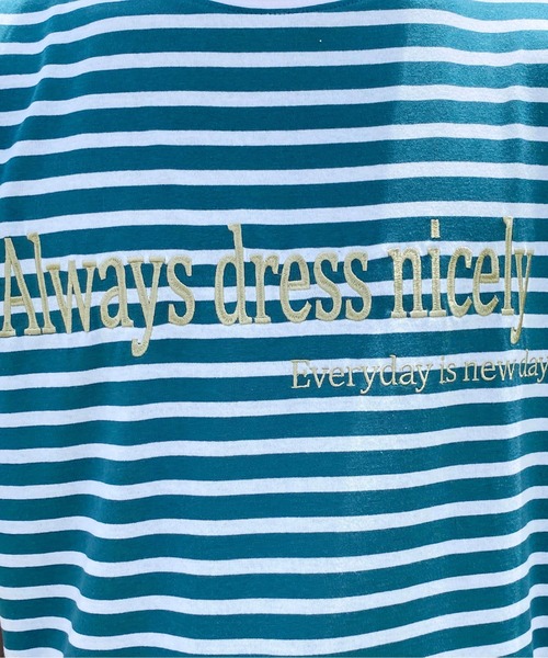 PairPair(ペアペア)の「ボーダーロゴ刺繍TEE(ユニセックス)(Tシャツ/カットソー・メンズ・レッド/ブルーグリーン・フリー)」の8枚目の写真