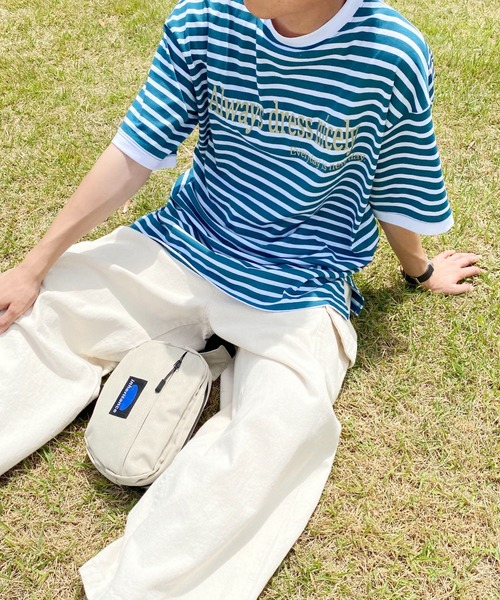 PairPair(ペアペア)の「ボーダーロゴ刺繍TEE(ユニセックス)(Tシャツ/カットソー・メンズ・レッド/ブルーグリーン・フリー)」の15枚目の写真