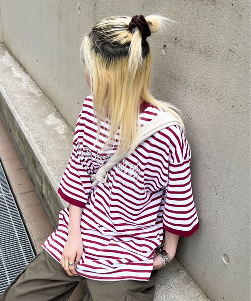 PairPair(ペアペア)の「ボーダーロゴ刺繍TEE(ユニセックス)(Tシャツ/カットソー・メンズ・レッド/ブルーグリーン・フリー)」の18枚目の写真