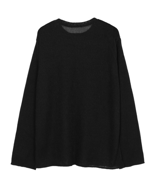 Figments（フィグメンツ）の「カットアウトメッシュトップス（ニット/セーター・レディース・ブラック/ホワイト・FREE）」の4枚目の写真