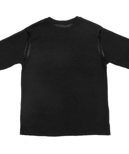 Figments（フィグメンツ）の「カットアウトメッシュトップス（ニット/セーター・レディース・ブラック/ホワイト・FREE）」の3枚目の写真