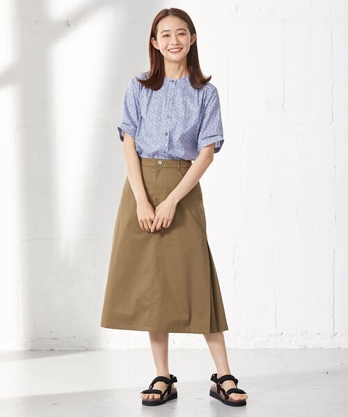 J.PRESS Ladies(J.プレス レディス)の「【洗える】LIBERTY Pepper&Coward ノーカラー ブラウス(シャツ/ブラウス・レディース・ベージュ系5/ネイビー系5・XS)」の4枚目の写真