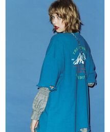 ハーフスリーブダメージプルオーバー