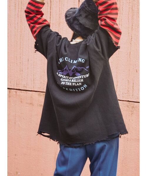 jouetie（ジュエティ）の「ハーフスリーブダメージプルオーバー（Tシャツ/カットソー・レディース・ブラック/オフホワイト/ブルー・MEDIUM）」の15枚目の写真