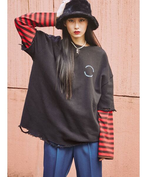 jouetie（ジュエティ）の「ハーフスリーブダメージプルオーバー（Tシャツ/カットソー・レディース・ブラック/オフホワイト/ブルー・MEDIUM）」の16枚目の写真