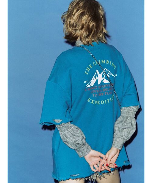 jouetie（ジュエティ）の「ハーフスリーブダメージプルオーバー（Tシャツ/カットソー・レディース・ブラック/オフホワイト/ブルー・MEDIUM）」の22枚目の写真