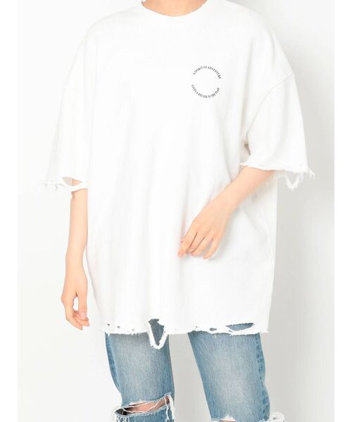 jouetie（ジュエティ）の「ハーフスリーブダメージプルオーバー（Tシャツ/カットソー・レディース・ブラック/オフホワイト/ブルー・MEDIUM）」の11枚目の写真