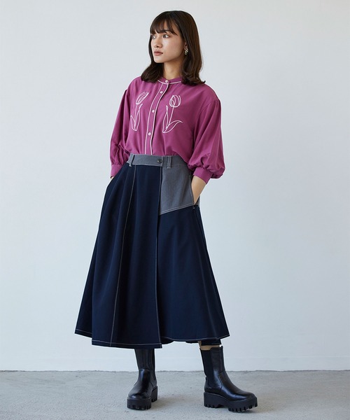 179/WG（イチナナキュウダブルジー）の「チューリップ刺繍パイピングブラウス（シャツ/ブラウス・レディース・オフホワイト/ピンク/ブルー・MEDIUM）」の16枚目の写真