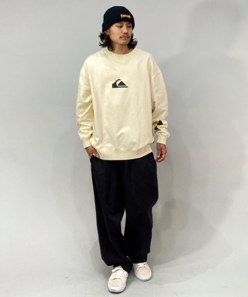 Quiksilver（クイックシルバー）の「QUIKSILVER/クイックシルバー 五十嵐カノア オーバーサイズ ワンポイントロゴ クルーネックトレーナー/スウェット QPO224151（スウェット・メンズ・ホワイト/ブラック・M/L）」の6枚目の写真