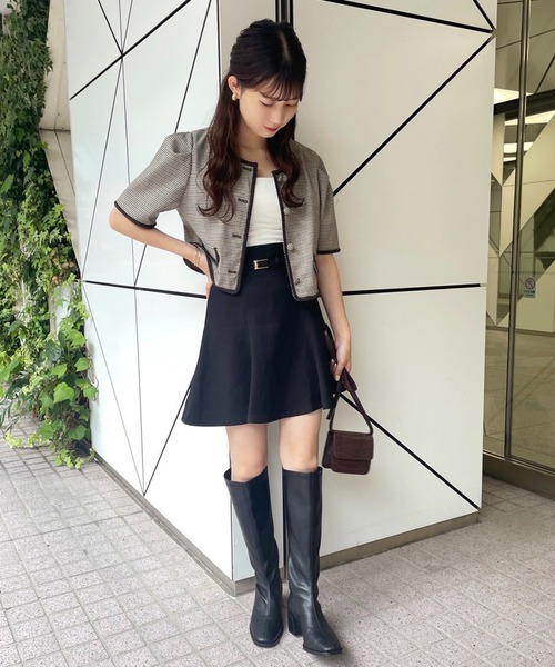 one after another NICE CLAUP（ワンアフターアナザーナイスクラップ）の「ブレードショートジャケット（ノーカラージャケット・レディース・ブラック/ブラック系その他/ブラウン系その他・FREE）」の10枚目の写真