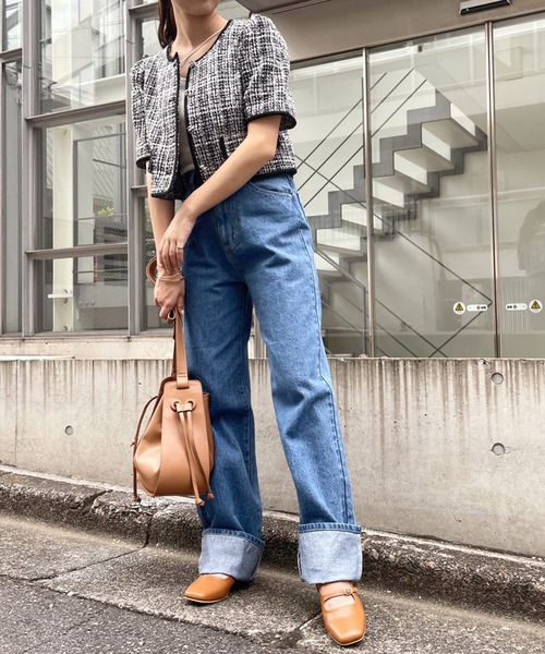 one after another NICE CLAUP（ワンアフターアナザーナイスクラップ）の「ブレードショートジャケット（ノーカラージャケット・レディース・ブラック/ブラック系その他/ブラウン系その他・FREE）」の5枚目の写真