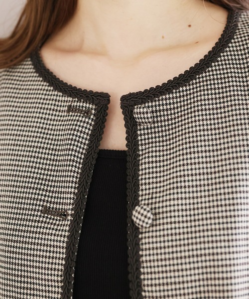 one after another NICE CLAUP（ワンアフターアナザーナイスクラップ）の「ブレードショートジャケット（ノーカラージャケット・レディース・ブラック/ブラック系その他/ブラウン系その他・FREE）」の14枚目の写真