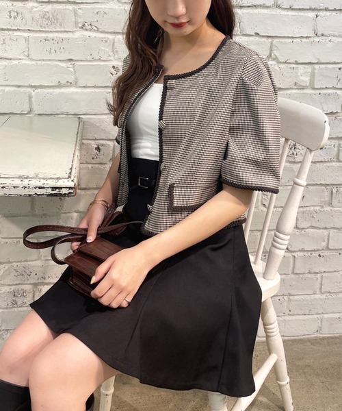 one after another NICE CLAUP（ワンアフターアナザーナイスクラップ）の「ブレードショートジャケット（ノーカラージャケット・レディース・ブラック/ブラック系その他/ブラウン系その他・FREE）」の11枚目の写真