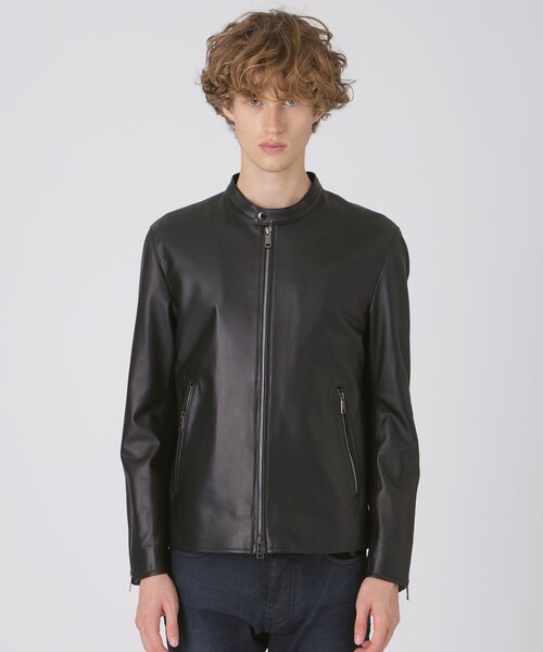 BLACK LABEL CRESTBRIDGE（ブラックレーベル・クレストブリッジ）の「ライトウェイトレザーシングルライダース（ライダースジャケット・メンズ・ブラック・M/L/XL）」の3枚目の写真