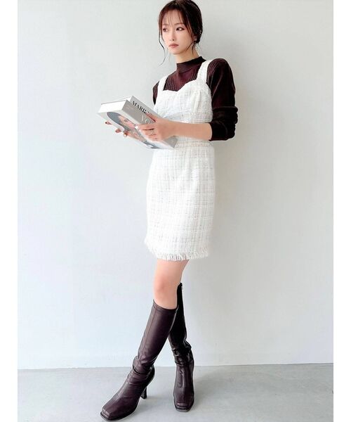 RESEXXY（リゼクシー）の「ツイードミニジャンスカ（ジャンパースカート・レディース・ホワイト/ブラック・FREE）」の4枚目の写真