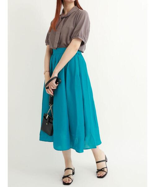 Te chichi TERRASSE（テチチテラス）の「フレアスカート（スカート・レディース・グリーン/ネイビー/ベージュ・ﾌﾘ-）」の17枚目の写真