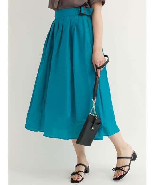 Te chichi TERRASSE（テチチテラス）の「フレアスカート（スカート・レディース・グリーン/ネイビー/ベージュ・ﾌﾘ-）」の2枚目の写真