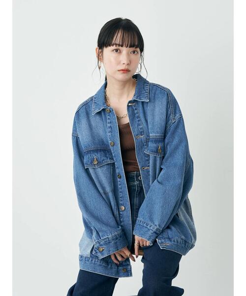 美品  JEANS ライトインディゴ デニムジャケット Gジャン 刺繍 earth music&ecology（アースミュージックアンドエコロジー）の