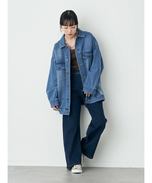 earth music&ecology（アースミュージックアンドエコロジー）の「Gジャン（刺繍）（デニムジャケット・レディース・インディゴブルー・FREE）」の4枚目の写真