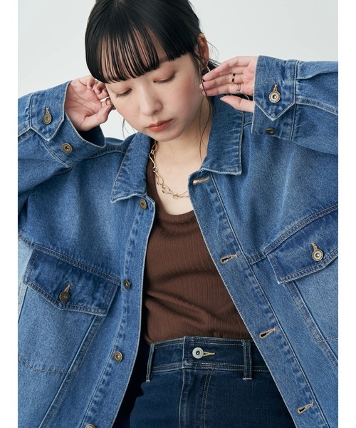 earth music&ecology（アースミュージックアンドエコロジー）の「Gジャン（刺繍）（デニムジャケット・レディース・インディゴブルー・FREE）」の7枚目の写真