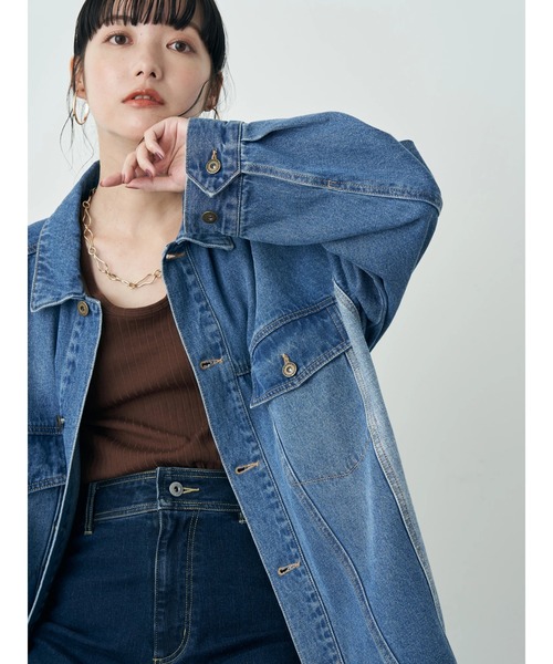 earth music&ecology（アースミュージックアンドエコロジー）の「Gジャン（刺繍）（デニムジャケット・レディース・インディゴブルー・FREE）」の9枚目の写真