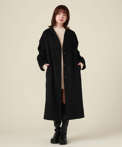 archives（アルシーヴ）の「Ｖネックコート（ノーカラーコート・レディース・グリーン/アイボリー/グレイッシュベージュ/ブラック・MEDIUM）」の3枚目の写真