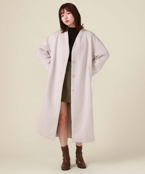 archives（アルシーヴ）の「Ｖネックコート（ノーカラーコート・レディース・グリーン/アイボリー/グレイッシュベージュ/ブラック・MEDIUM）」の9枚目の写真