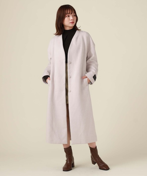 archives（アルシーヴ）の「Ｖネックコート（ノーカラーコート・レディース・グリーン/アイボリー/グレイッシュベージュ/ブラック・MEDIUM）」の10枚目の写真