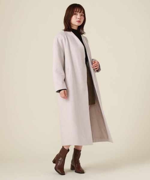 archives（アルシーヴ）の「Ｖネックコート（ノーカラーコート・レディース・グリーン/アイボリー/グレイッシュベージュ/ブラック・MEDIUM）」の11枚目の写真